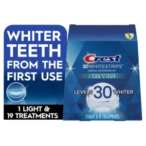 Crest 3DWhitestrips 1 Hour Express + LED Light Teeth Whitening Strip Kit, 19 Treatments